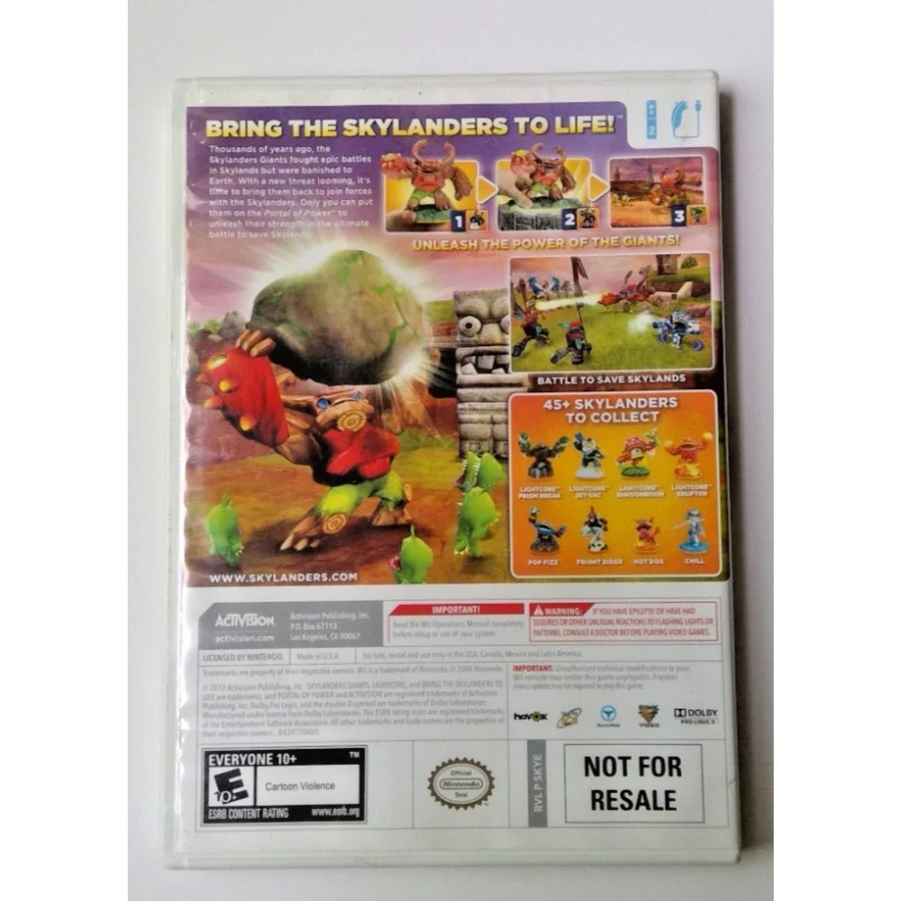 Skylanders GIANTS (Nintendo Wii, 2013) GAME ONLY Ages 10+ Activision